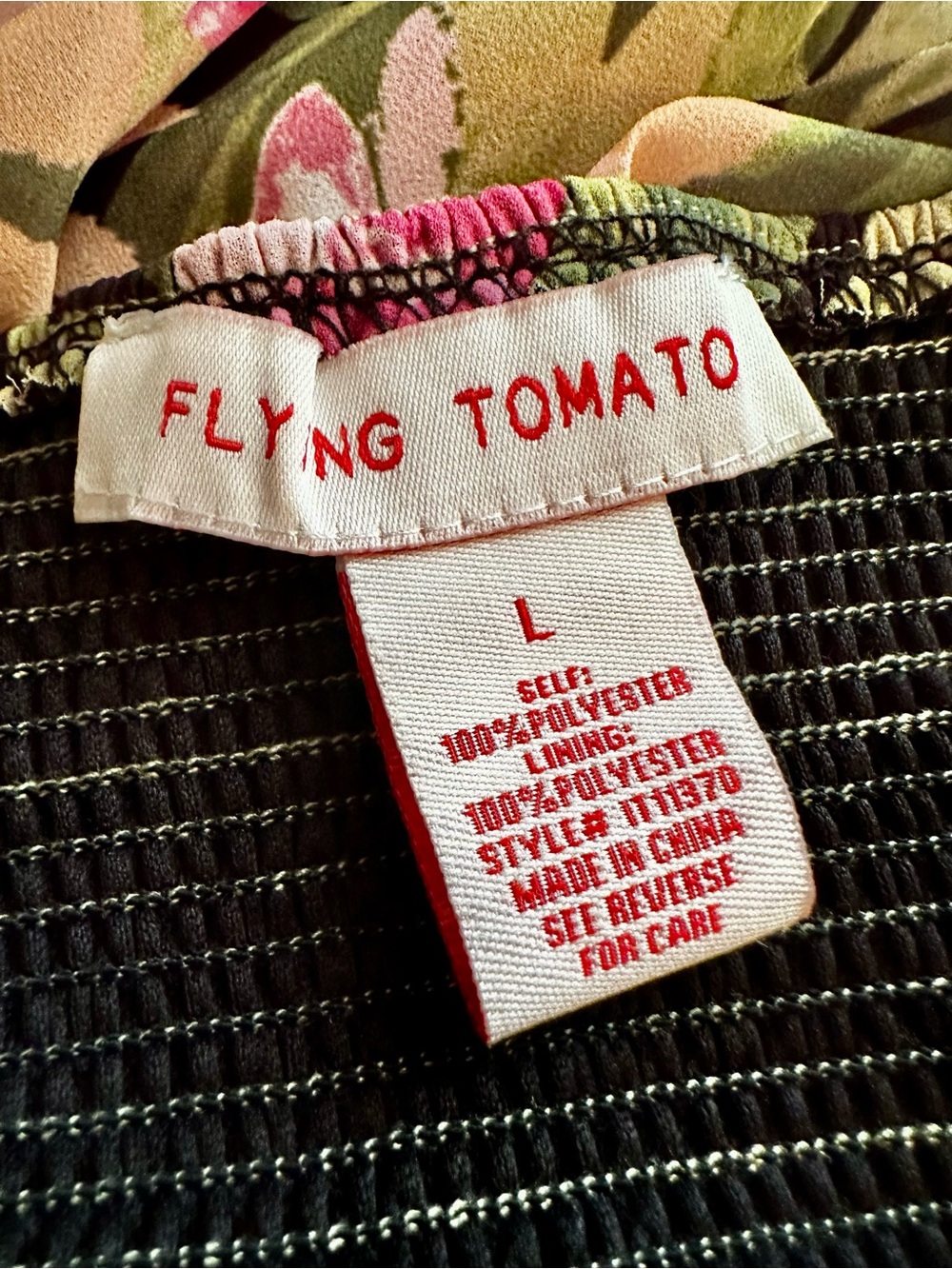 Flying Tomato Floral Faux Wrap Top in Pink & Green - Picture 10 of 11